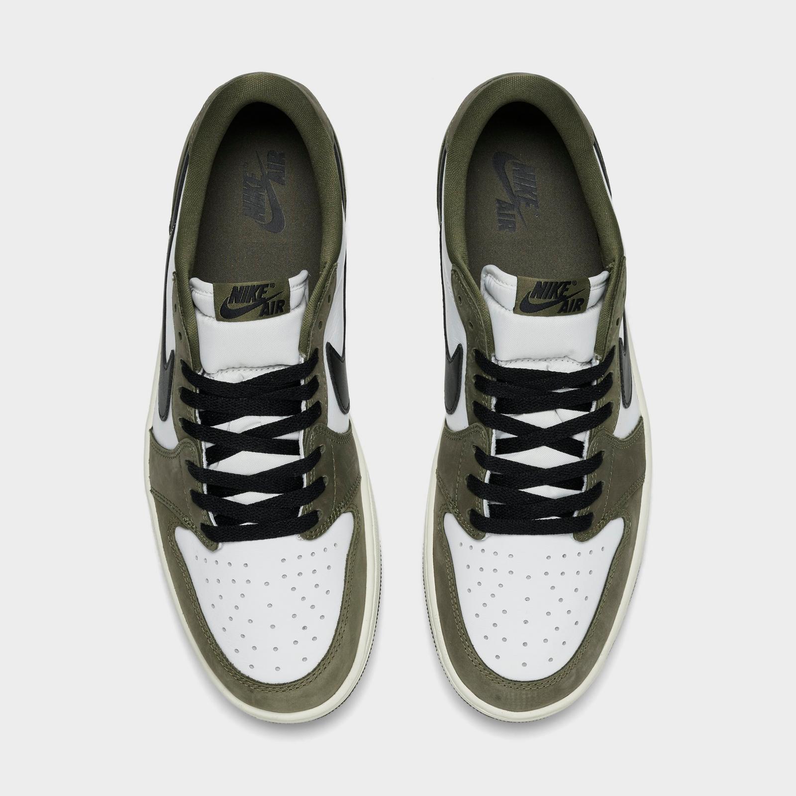 Men's Air Jordan Retro 1 Low OG Casual Shoes - Medium Olive/Black/Summit White/Sail - view 5