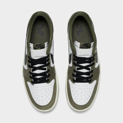 Men's Air Jordan Retro 1 Low OG Casual Shoes - Medium Olive/Black/Summit White/Sail - view 5