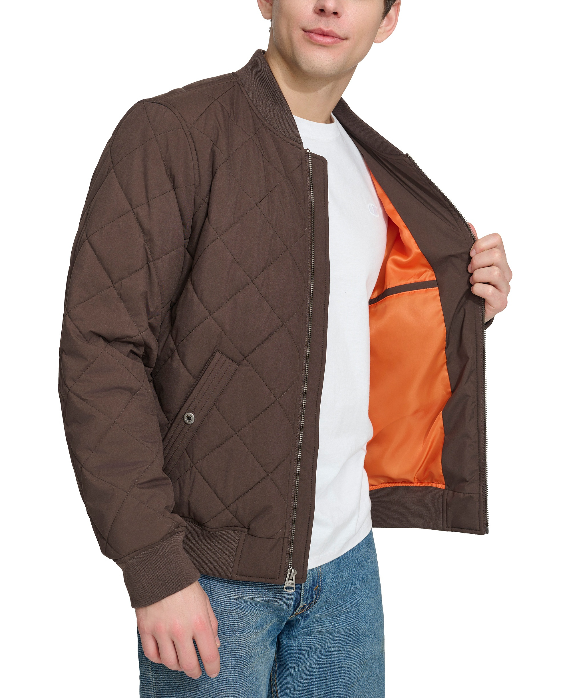 Levi's Men's Quilted Fashion Bomber Jacket - Chocolate Brown