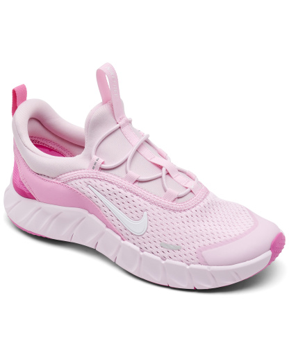 Nike Little Kids Free Ride Elastic Lace Running Sneakers from Finish Line - Pink rise,white