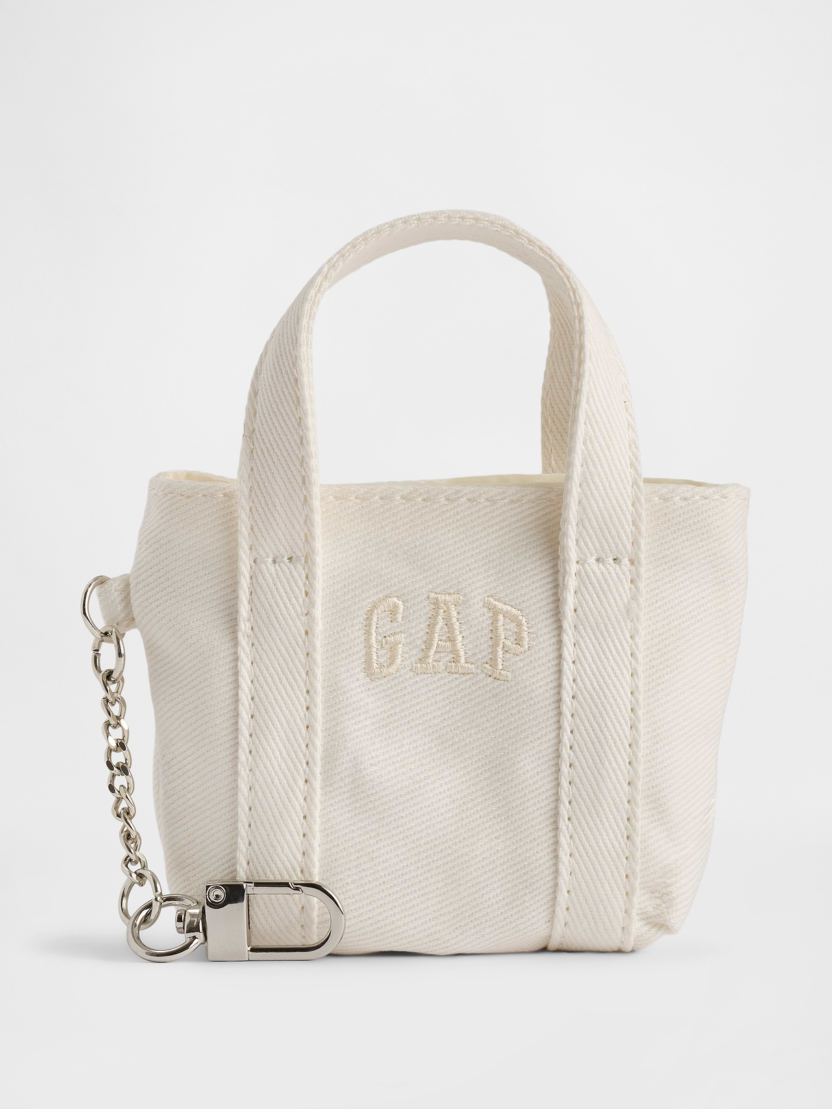 Logo Tote Bag Charm - White denim
