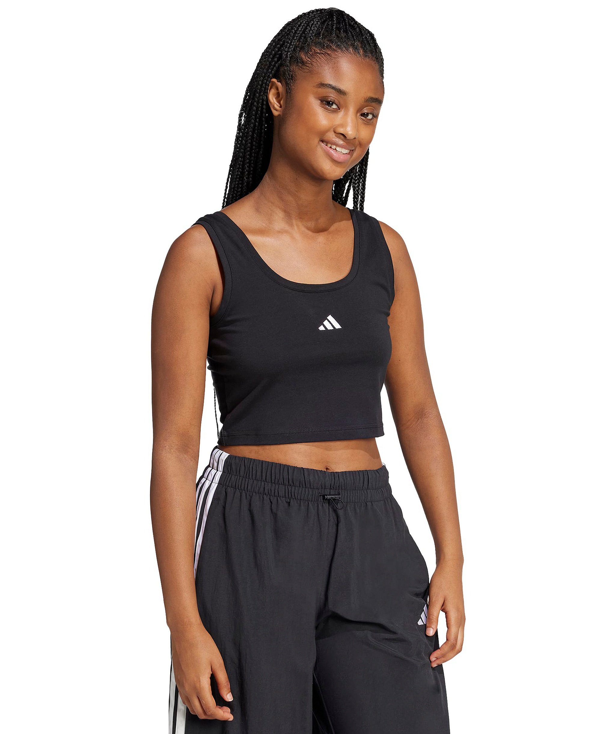 adidas Women's Essentials Small Logo Cotton Tank Top - Black/White