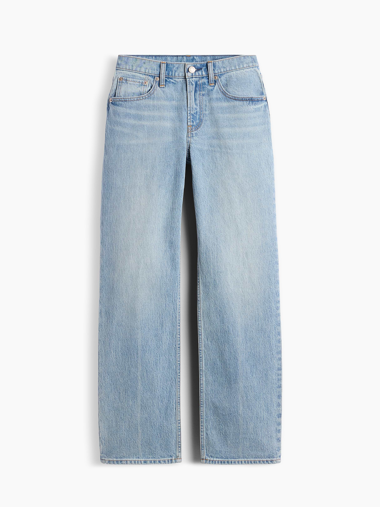 Mid Rise Relaxed Straight Jeans - Light tint indigo