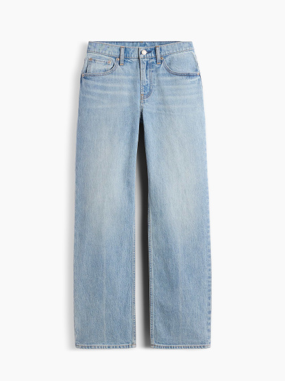 Mid Rise Relaxed Straight Jeans - Light tint indigo