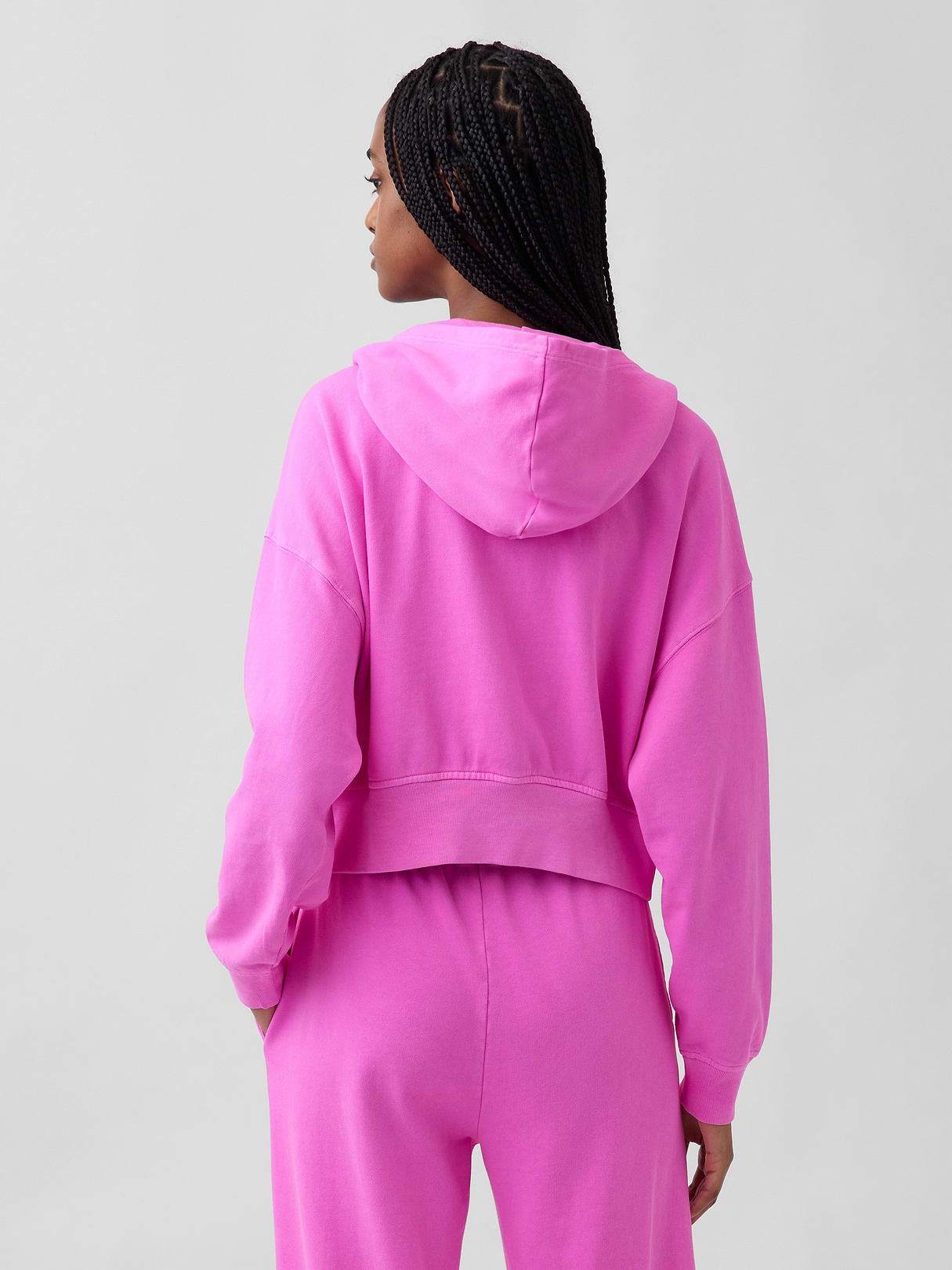 VintageSoft Terry Oversized Wedge Zip Hoodie - Neon pink glow