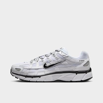 Men's Nithtke P-6000 Casual Shoes - Part 1 - White/Metallic Silver/Black/Black - Left shoe facing left. Outside of the shoe.