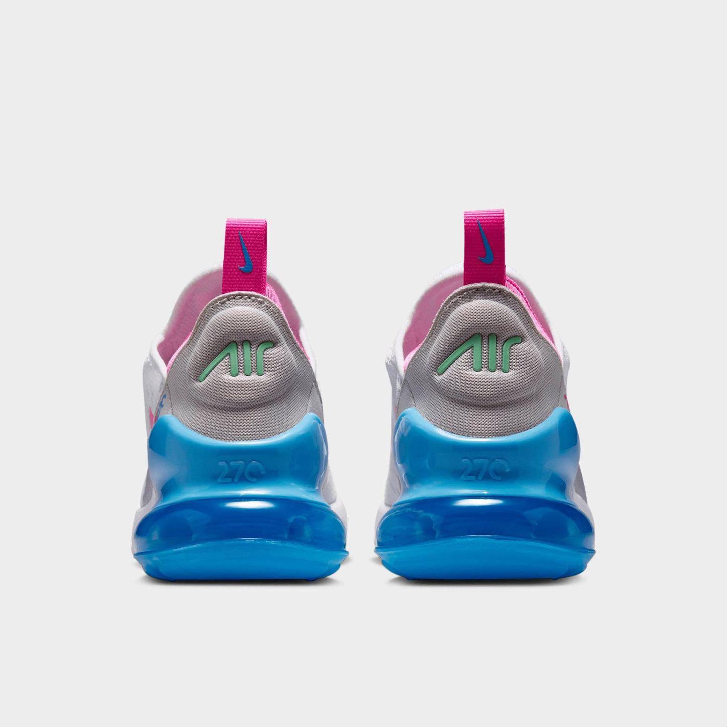 Big Kids' Nithtke Air Max 270 Casual Shoes - White/Football Blue/Arctic Green/Pinksicle - Back view