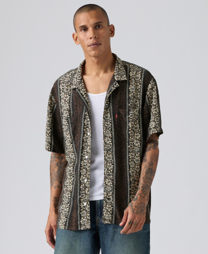 Levi's Men's Relaxed-Fit Camp Collar Shirt - Brown/Beige