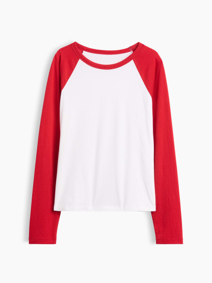 Organic Cotton VintageSoft Raglan T-Shirt - Fresh white & red