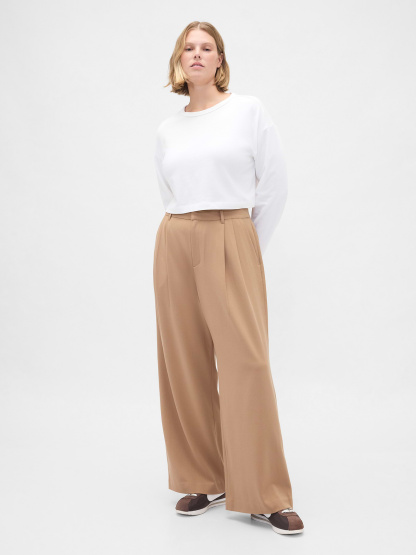 365 High Rise Pleated Trousers - Camel hair tan