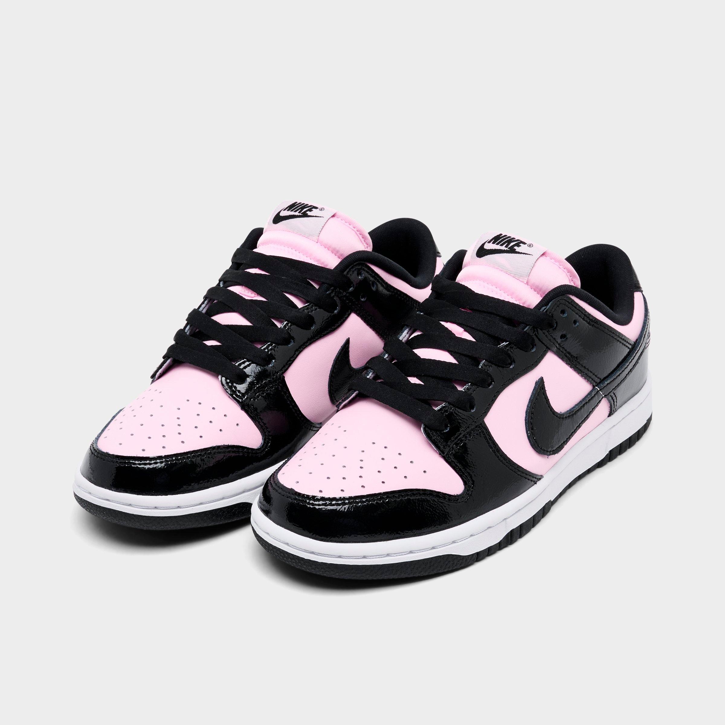 Women's Nithtke Dunk Low Patent Leather Casual Shoes - Pink Foam/Black/White - Both shoes facing left