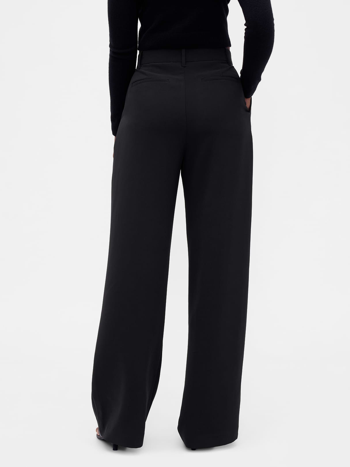 Curvy 365 High Rise Pleated Trousers - True black