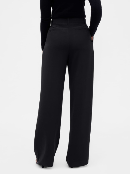 Curvy 365 High Rise Pleated Trousers - True black