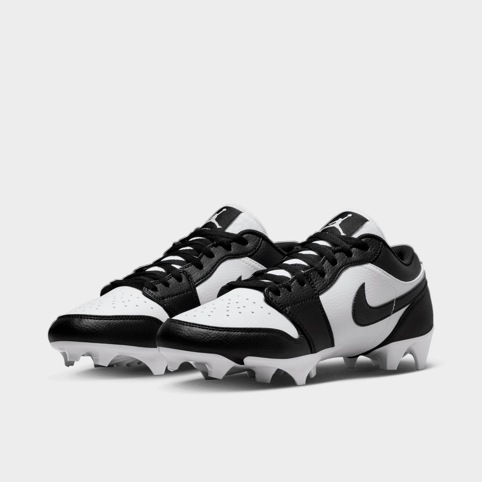 Men's Jordan 1 Low TD Football Cleats - White/Black/Black - view 2