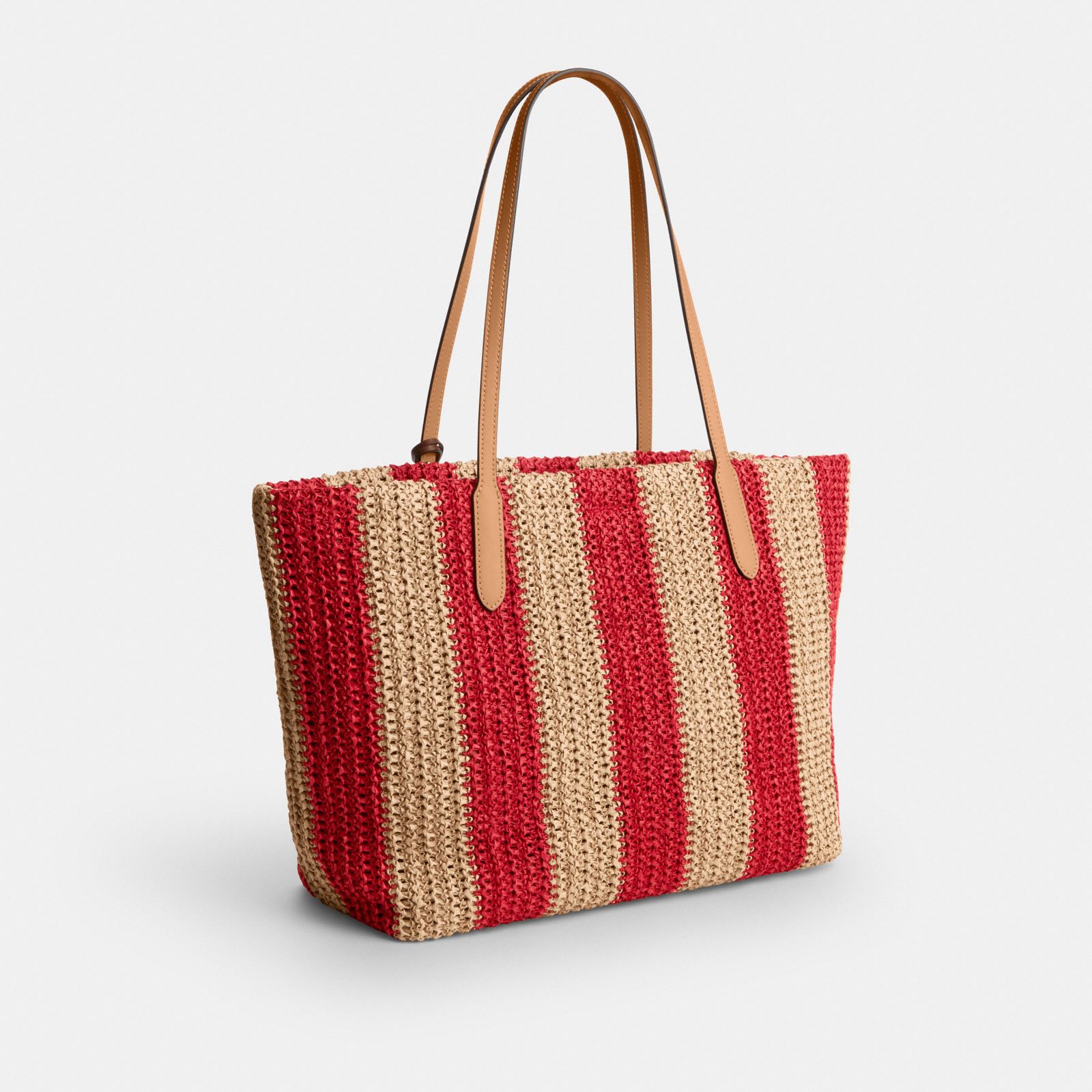 City Tote Bag With Stripes And Charm - Gold/Red/Tan - view 5