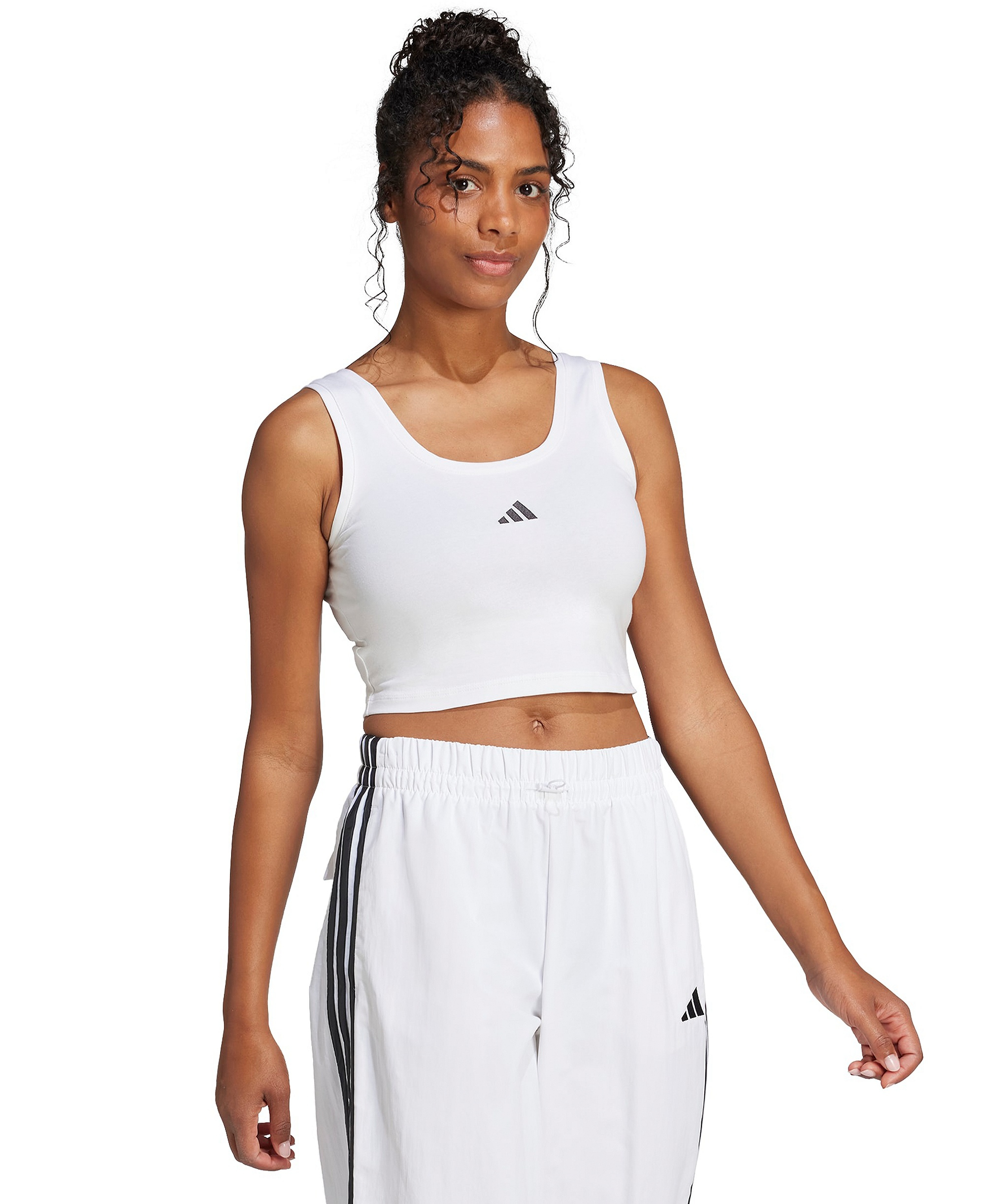 adidas Women's Essentials Small Logo Cotton Tank Top - White/Black