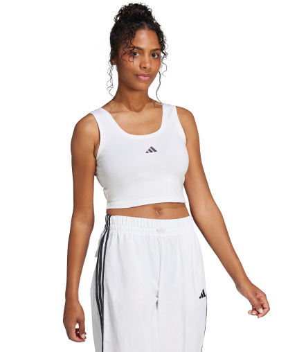 adidas Women's Essentials Small Logo Cotton Tank Top - White/Black