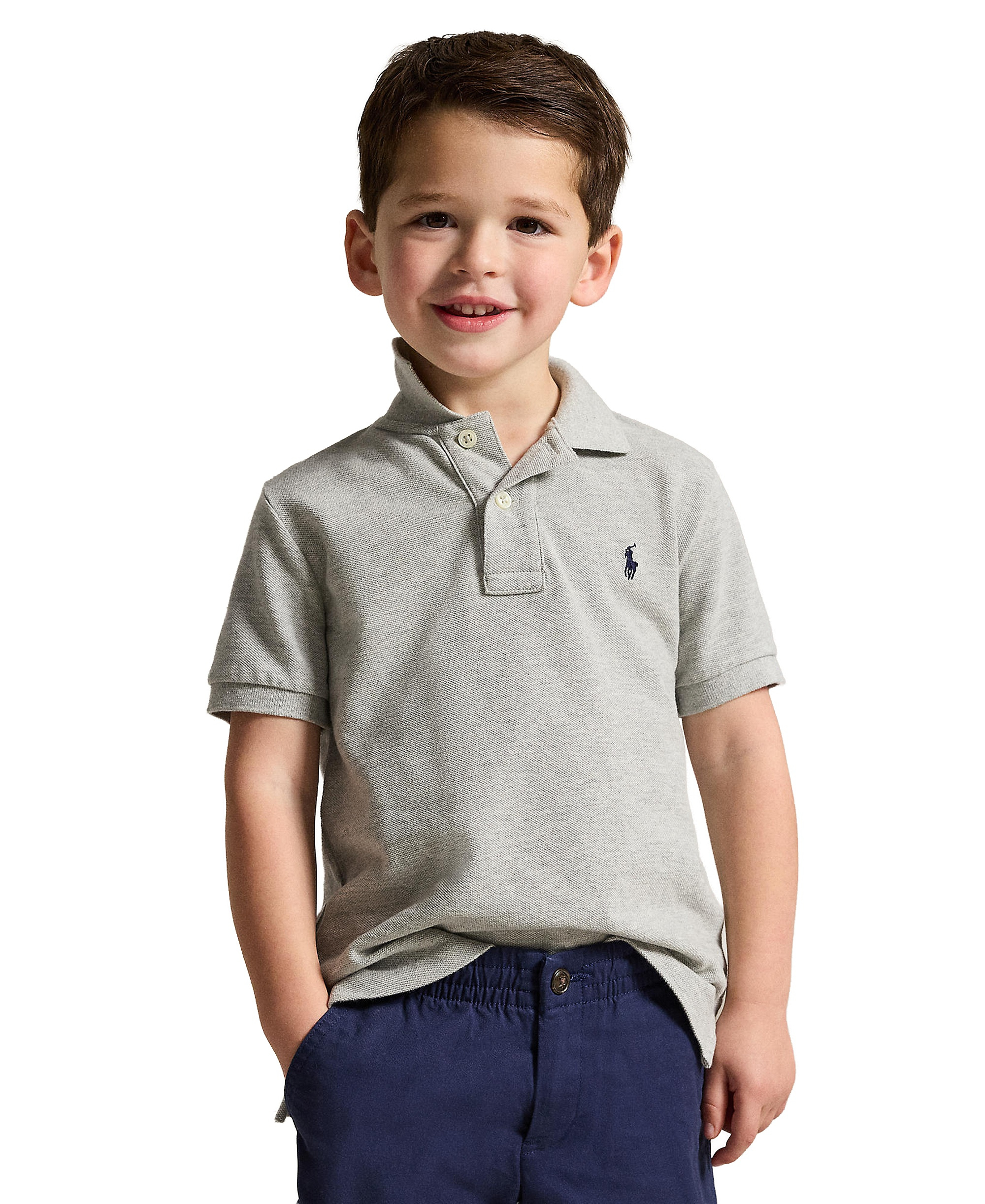 Polo Ralph Lauren Boys' 2T-7 Cotton Mesh Polo Shirt - New Grey Heather