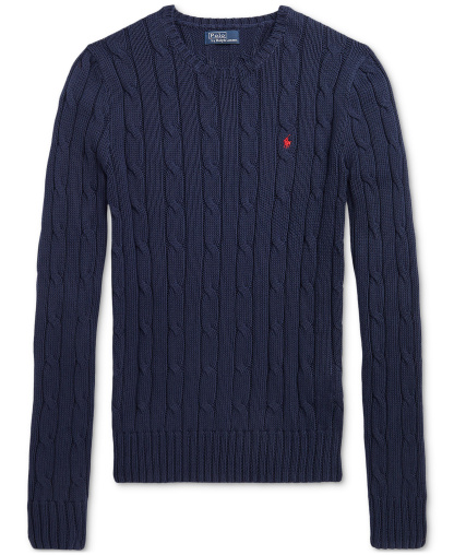 Polo Ralph Lauren Women's Cable-Knit Cotton Crewneck Sweater - Hunter Navy