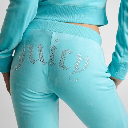 Women's Juicy Couture OG Big Bling Velour Track Pants - Teal