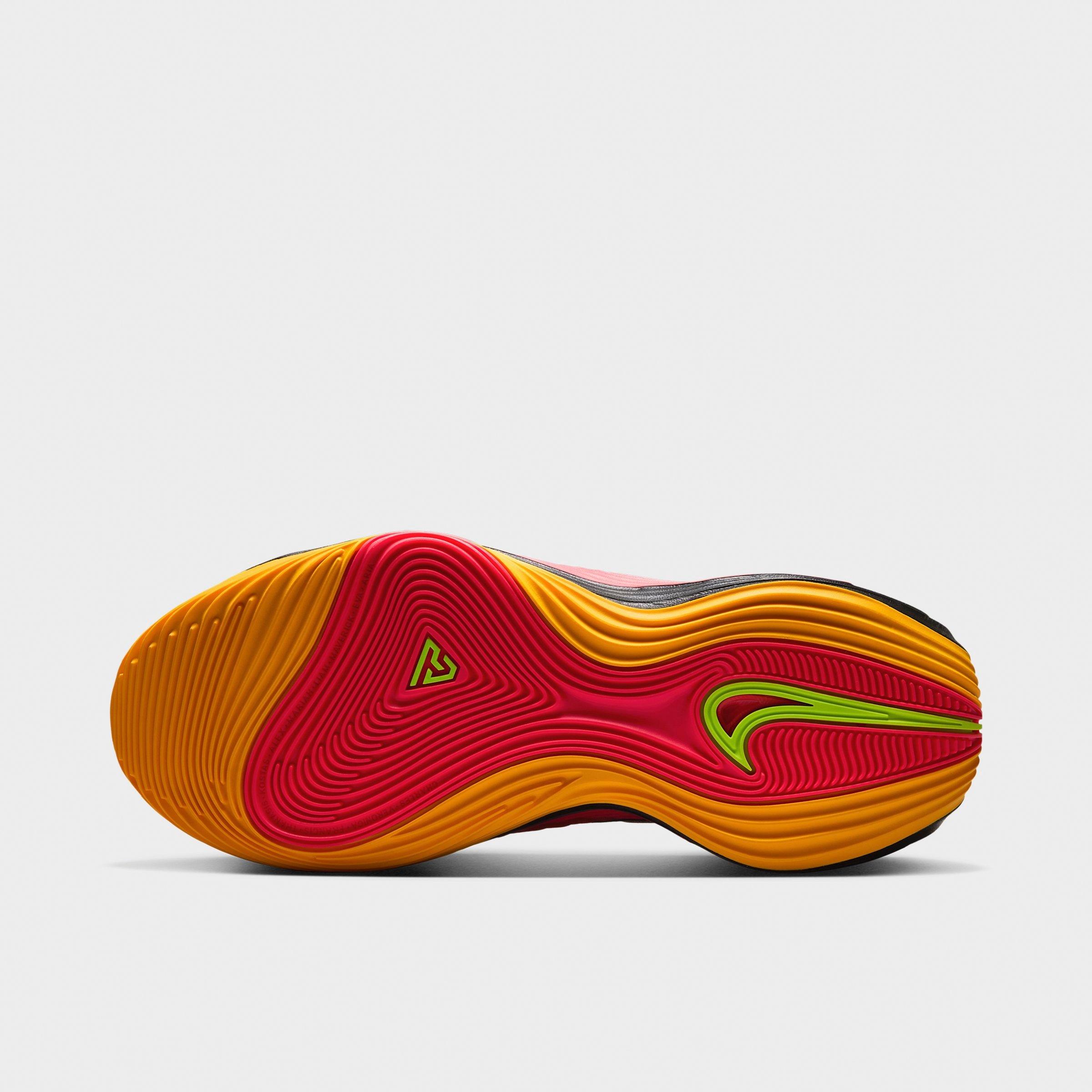 Men's Nithtke Giannis Immortality 5 Basketball Shoes - Part 2 - Laser Crimson/Laser Orange/Black/Black - Bottom view