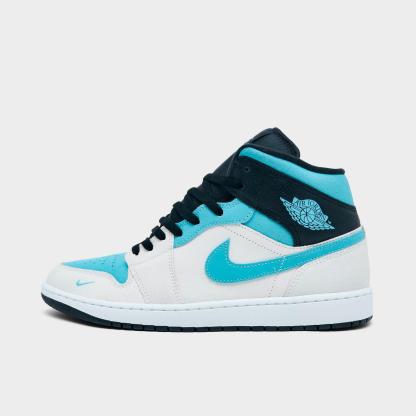 Men's Air Jordan Retro 1 Mid SE Casual Shoes - Summit White/Blue Chill/Black - view 1
