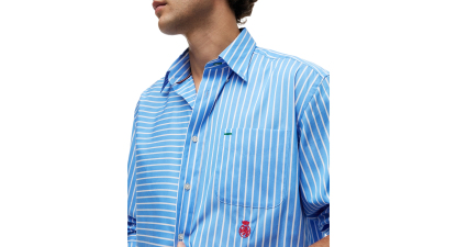 Tommy Hilfiger Men's Color-Block Asymmetrical Stripe Shirt - Blue Spell/Stripe