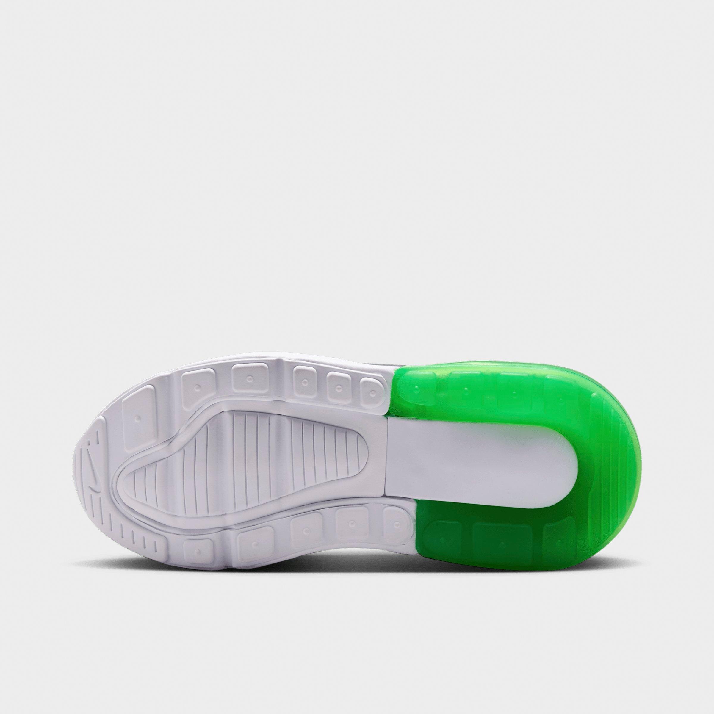 Little Kids' Nithtke Air Max 270 Casual Shoes - Wolf Grey/Smoke Grey/Green Spark/Racer Blue - Bottom view