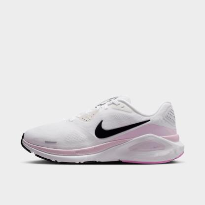Women's Nithtke Structure 26 Running Shoes - White/Bleached Lilac/Light Magenta/Black - Left shoe facing left. Outside of the shoe.