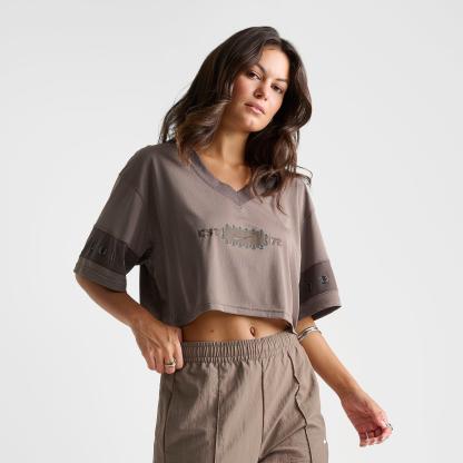 Women's Nithtke Sportswear Cropped Jersey Top - Mink Brown/Ironstone