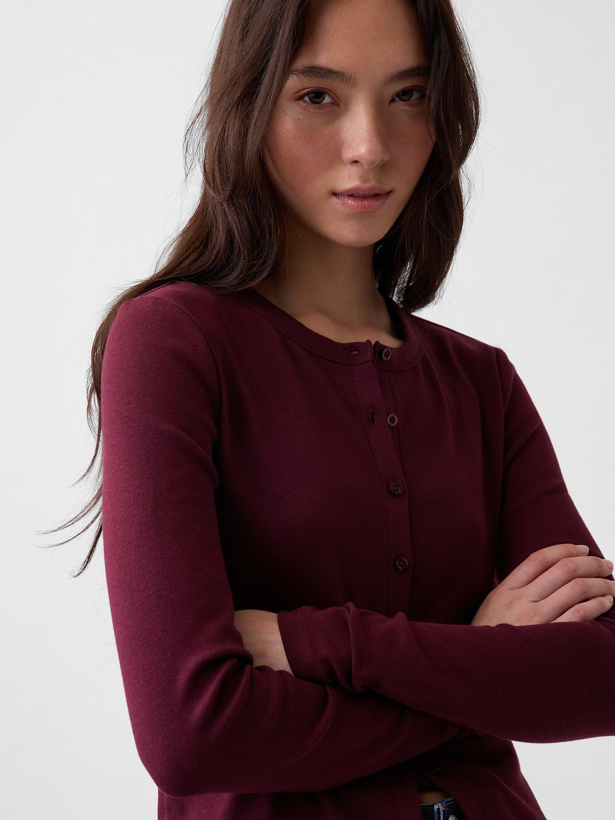 Modern Crewneck Cardigan - Noir red