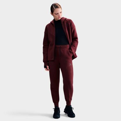 Women's Nithtke Sportswear Tech Fleece Windrunner Full-Zip Hoodie - Burgundy Crush/Black