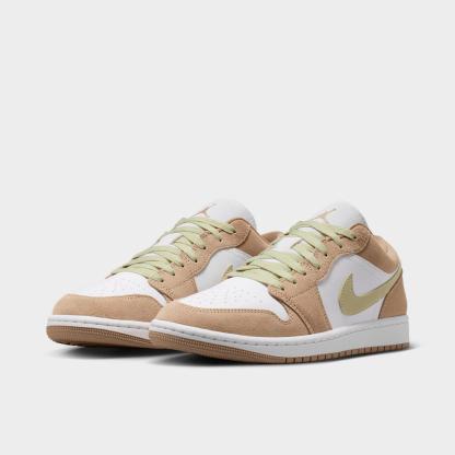 Women's Air Jordan Retro 1 Low Casual Shoes - Khaki/Olive Aura/Sail/White - view 2