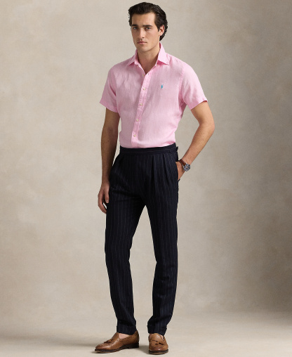 Polo Ralph Lauren Men's Short-Sleeve Linen Button-Up Shirt - Carmel Pink