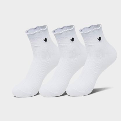 Women's adidas Originals Ruffle Quarter Socks (3-Pack) - White/Black - view 1