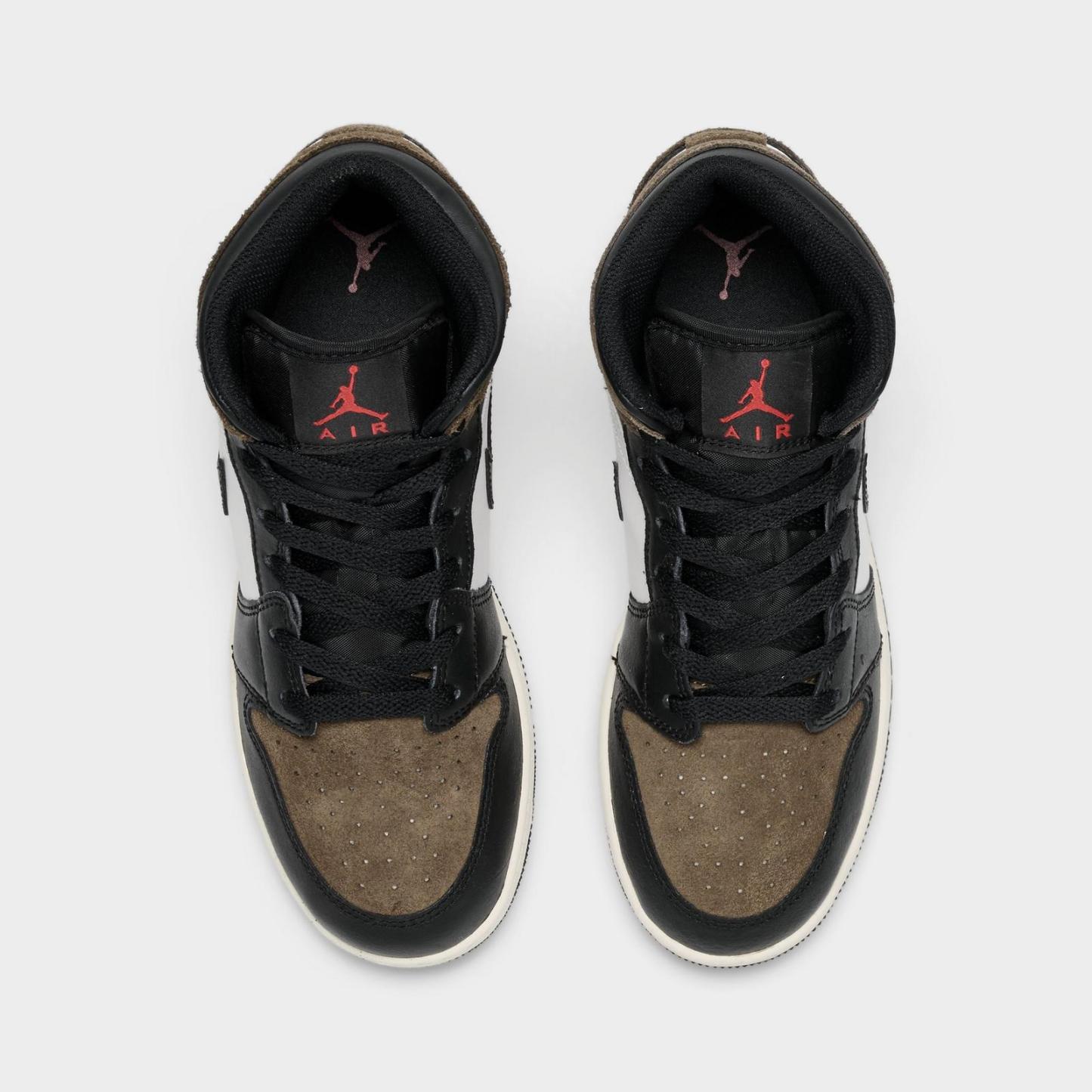 Big Kids' Air Jordan Retro 1 Mid Casual Shoes - Black/Palomino/University Red/Phantom - view 5