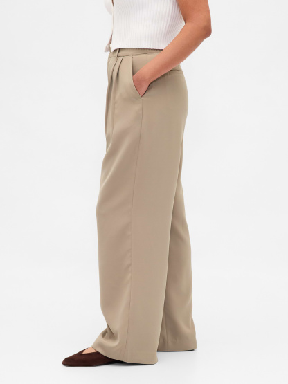 Curvy 365 High Rise Pleated Trousers - Beachwood brown