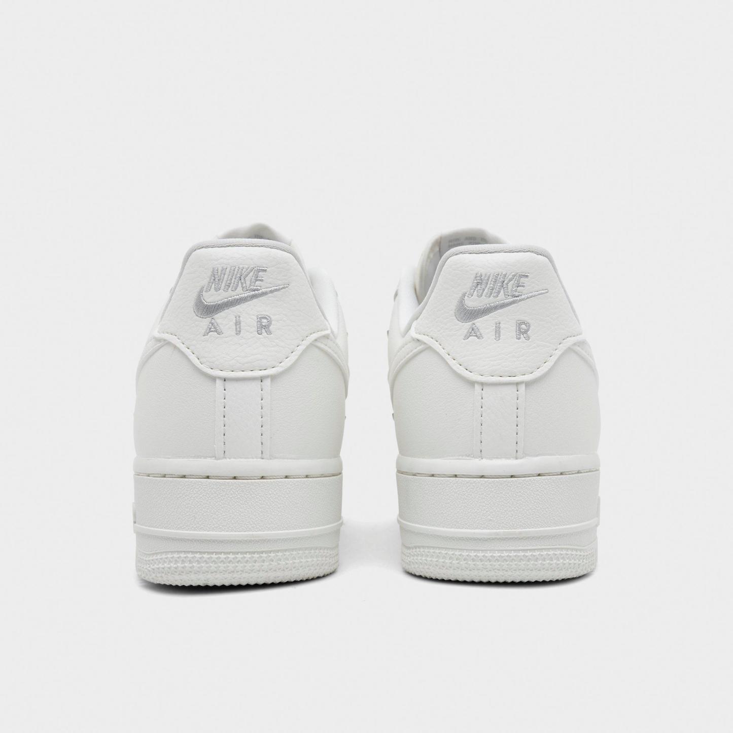 Women's Nithtke Air Force 1 '07 LV8 Casual Shoes - Sail/Sail/Sail/Metallic Silver - Back view
