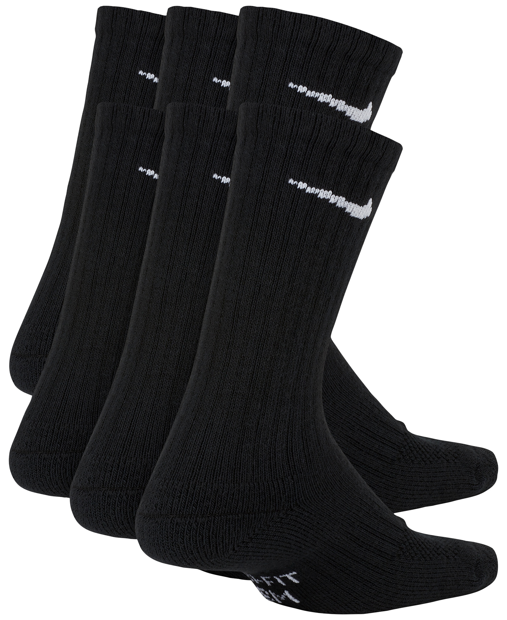 Nike Big Kids' Cushioned Crew Socks, 6 Pairs - Black