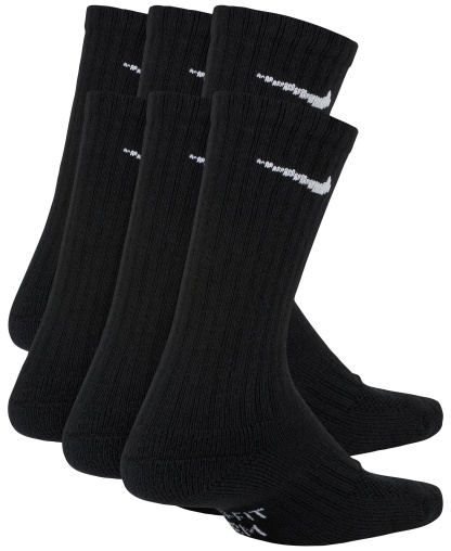 Nike Big Kids' Cushioned Crew Socks, 6 Pairs - Black