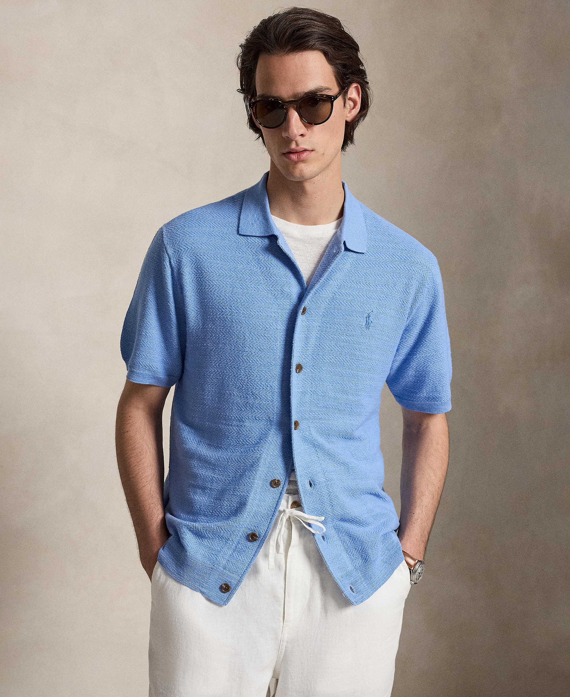 Polo Ralph Lauren Men's Cotton-Linen Cardigan Shirt - Bristol Blue