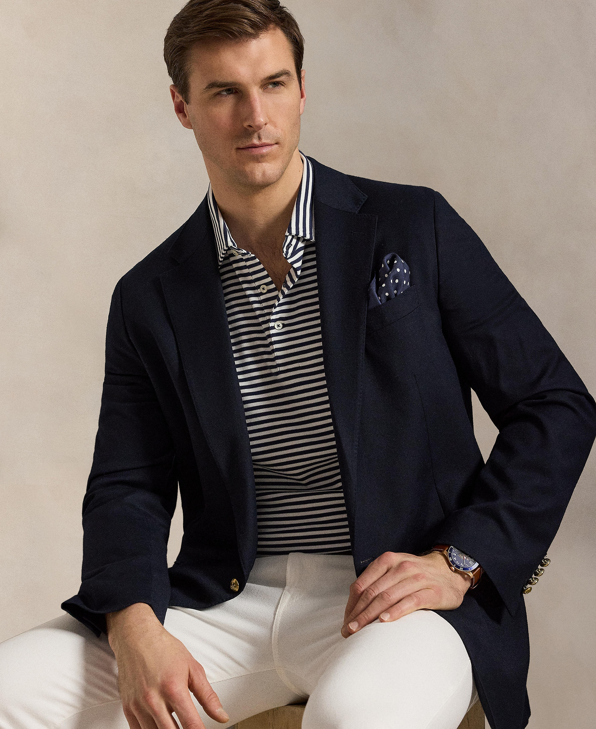 Polo Ralph Lauren Men's Big & Tall Striped Polo Shirt - Refined Navy/White