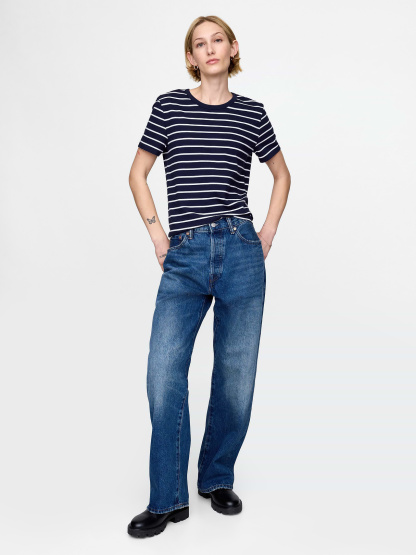 Organic Cotton VintageSoft T-Shirt - Navy blue stripe