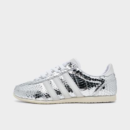 Women's adidas Originals Japan Croc Casual Shoes - Silver Metallic/Silver Metallic/White - Left shoe facing left. Outside of the shoe.