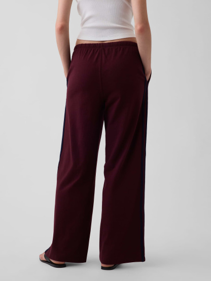 Knit Relaxed Track Pants - Noir red with navy stripe