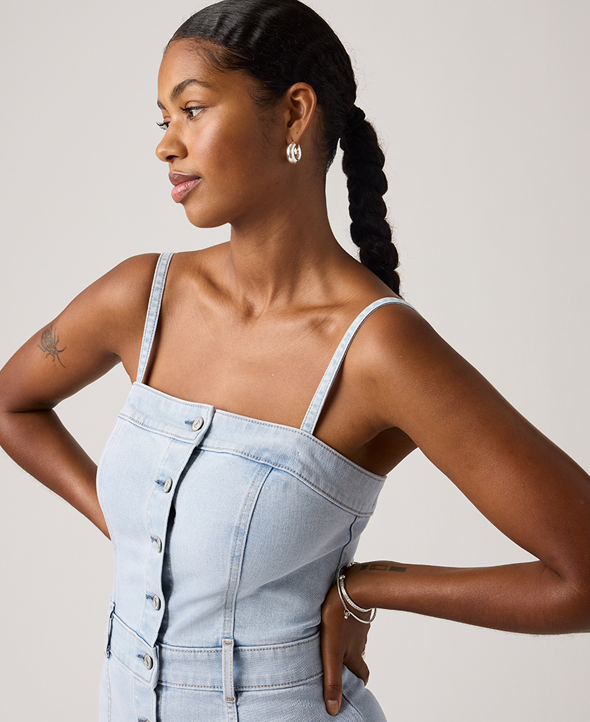 Levi's Women's Denim Bustier Button-Front Dress - Not Surprised