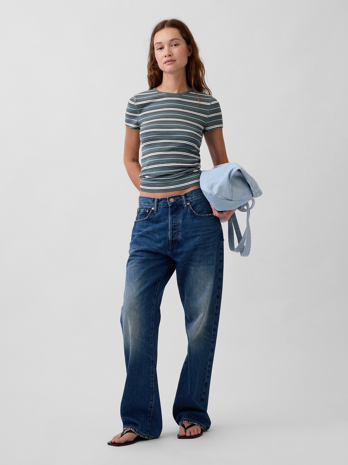 Modern Rib T-Shirt - Green stripe