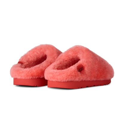 UGG® Kids Classic Fluffed Slip-On Slippers - Orange Gerbera