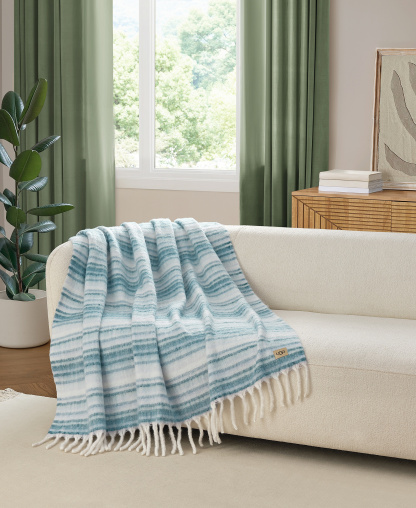 UGG® Joana Striped Throw, 50" x 70" - Silver Blue
