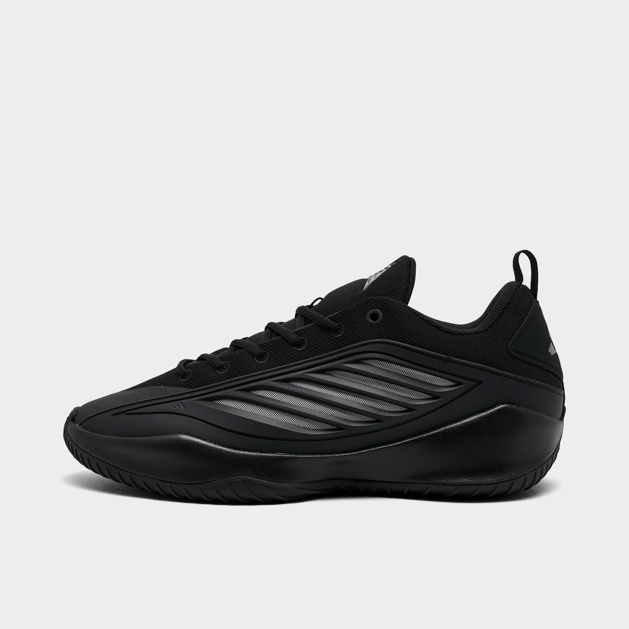 Men's adidas Believe That 1 Basketball Shoes - Black/Carbon/Iron Metallic - Left shoe facing left. Outside of the shoe.